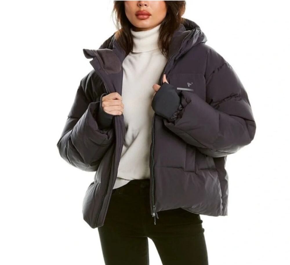 The Arrivals New York Cropped Down Puffer Jacket Aubergine Sustainable Size XS